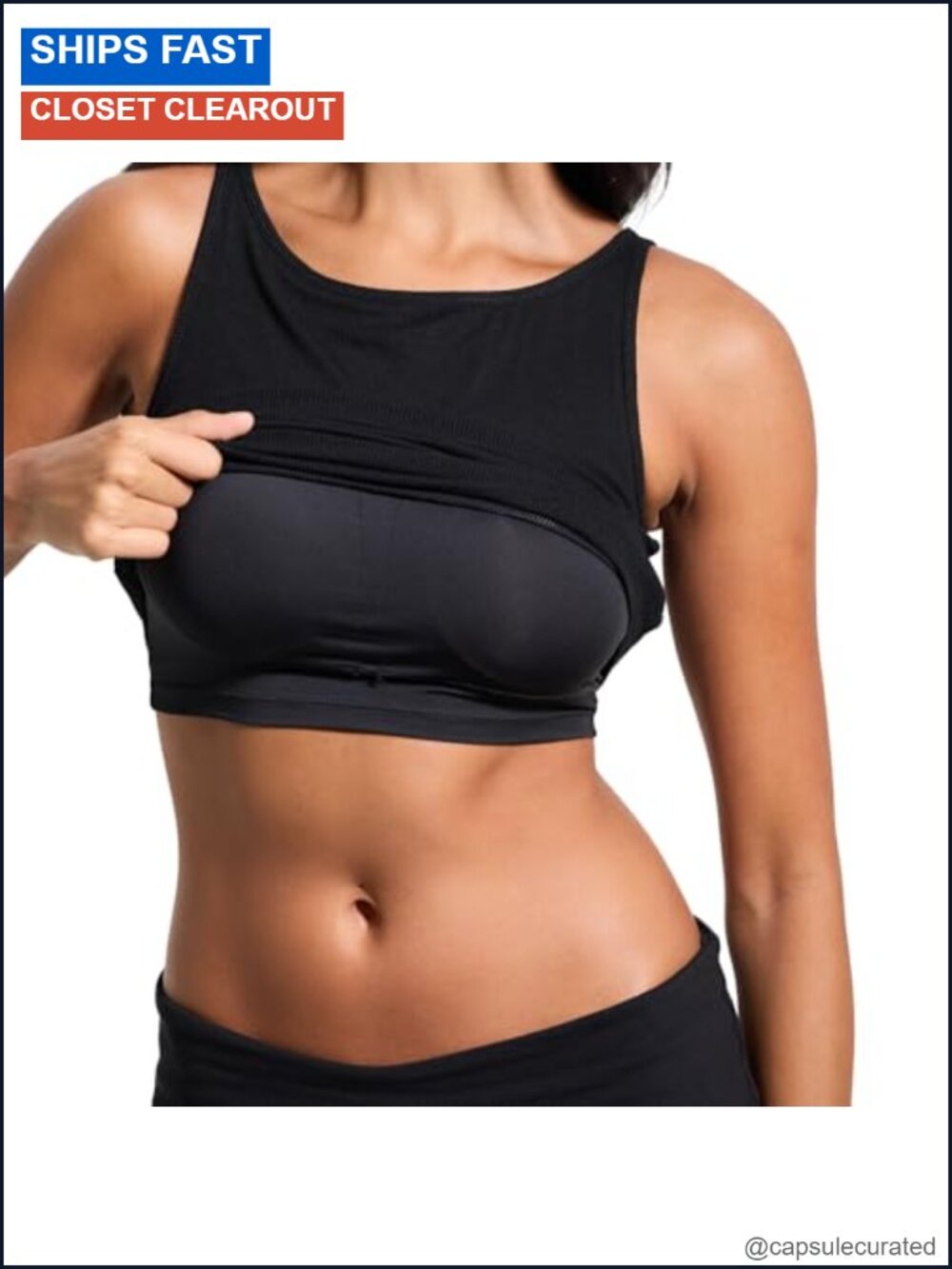 Ribbed Boat Neck Brami Tank Top Built-In Bra Removable Pads Sleeveless